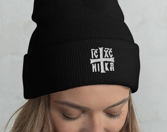Christogram IC XC NIKA Jesus Christ is Orthodox Cuffed Beanie