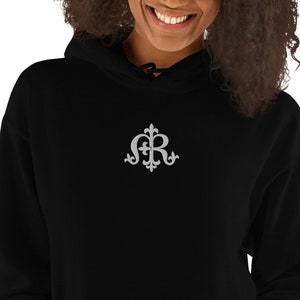 Auspice Maria Catholic Virgin Mary Insignia Monogram Embroidered Unisex Hoodie