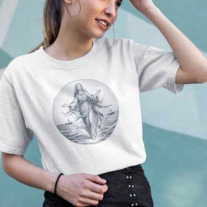 Maria Stella Maris Patron Saint Catholic Virgin Mary Short-Sleeve Unisex T-Shirt
