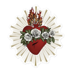 Inmaculada Corazón de la Virgen María Pegatina católica sin burbujas
