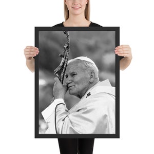 Papst Johannes Paul II Katholischer Heiliger Schwarz Weiß gerahmt Poster Bild 4