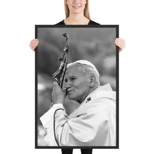 Papst Johannes Paul II Katholischer Heiliger Schwarz Weiß gerahmt Poster Bild 5