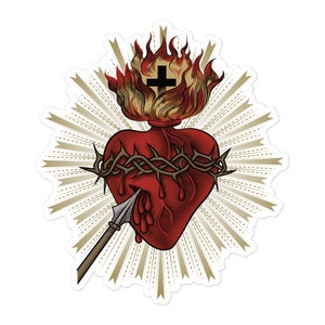 Pegatina Católica del Sagrado Corazón de Jesucristo imagen 1