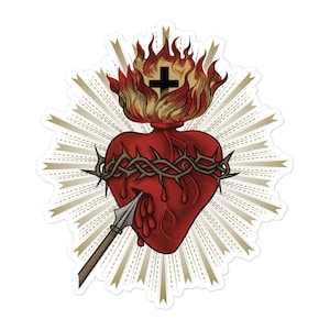 Pegatina Católica del Sagrado Corazón de Jesucristo imagen 1