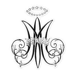Traditional Catholic Virgin Mary Auspice Maria | Marian Monogram Bubble-Free Sticker