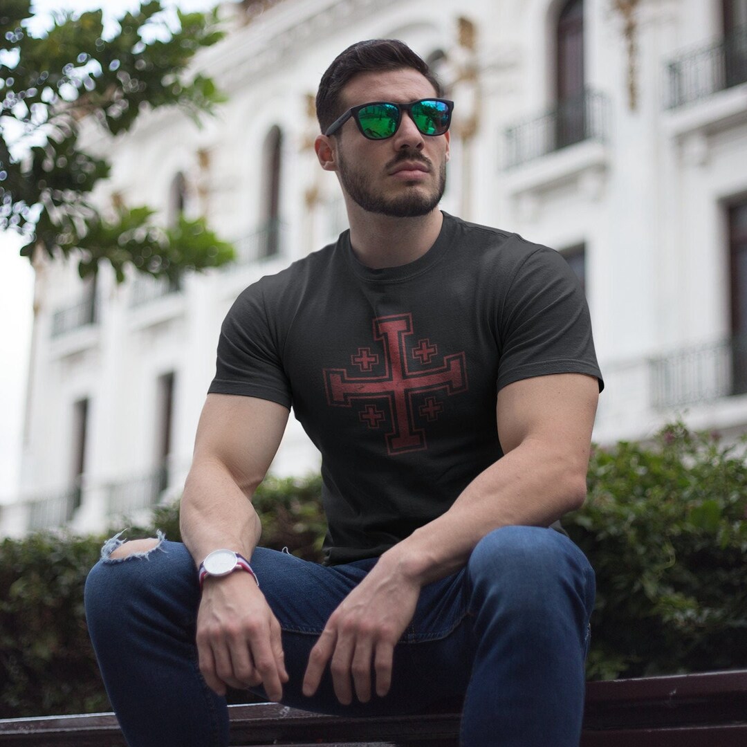 Jerusalem Cross Medieval Knights Cross Crusader Short-sleeve