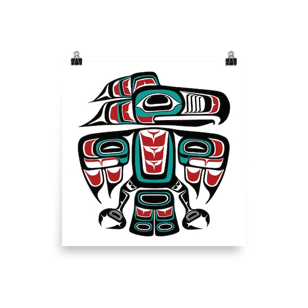 Pacific Northwest Coast Native American Haida Tlingit Raven Totem Poster