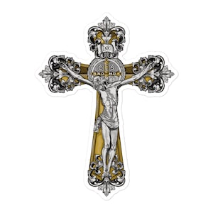 St Benedict Medal Cross Crucifix Catholic Sticker