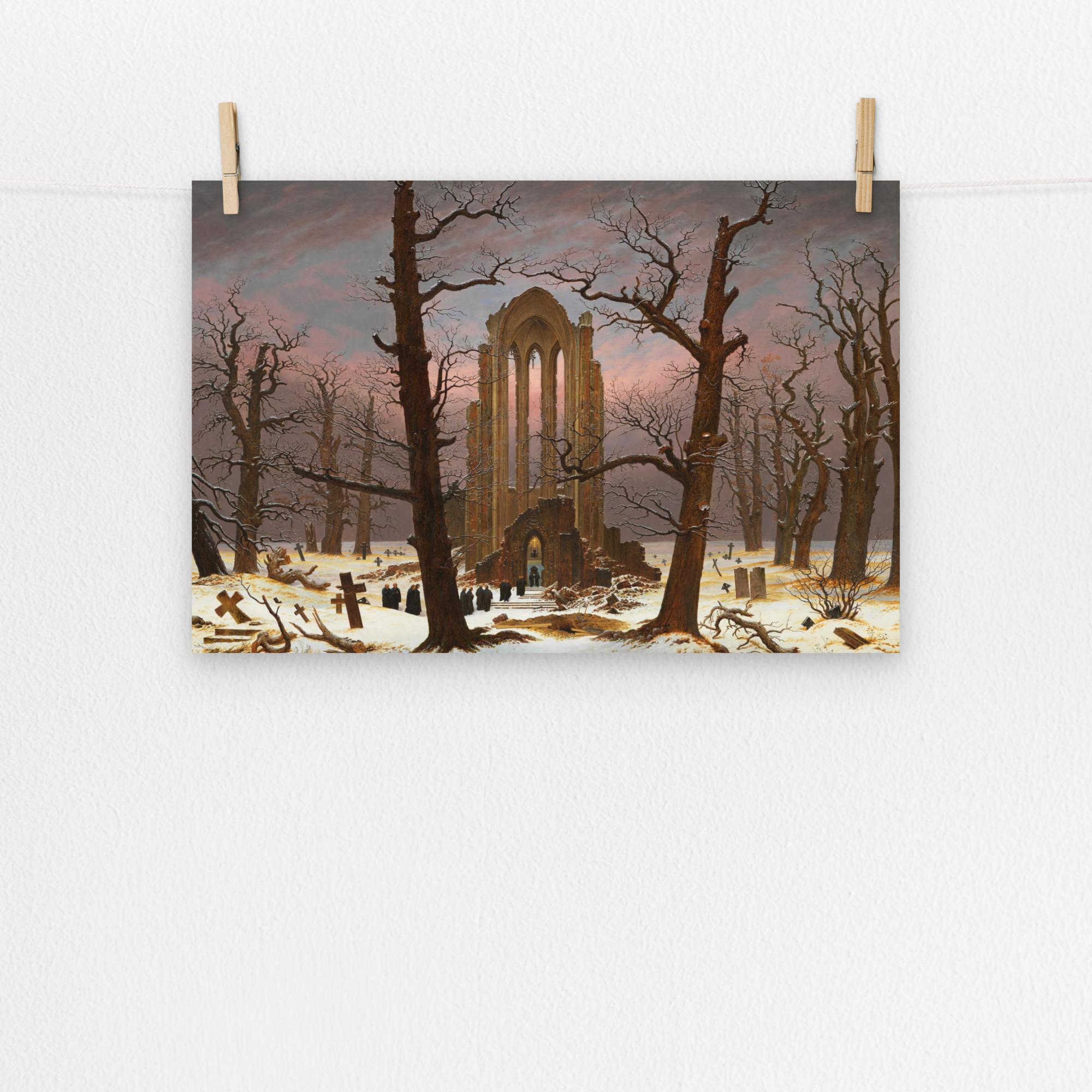 カスパー・ダーヴィト・フリードリヒ作「雪に覆われた修道院の墓地」の