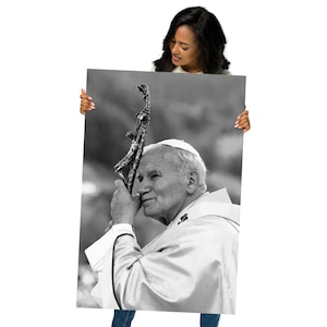 Papst Johannes Paul II Katholischer Heiliger Schwarz Weiß Poster