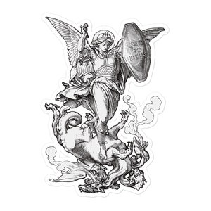 Saint Michael Fighting the Dragon Adesivi senza bolle