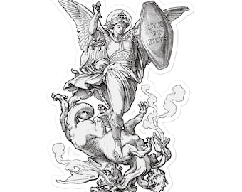 Pegatinas sin burbujas de Saint Michael Fighting the Dragon