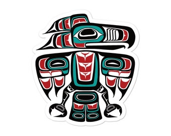 Northwest Pacific Haida Tlingit Native Raven Totem Art Sticker