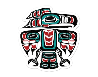 Northwest Pacific Haida Tlingit Native Raven Totem Art Sticker