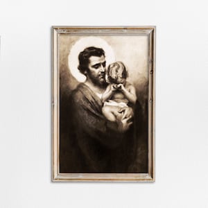 Saint Joseph with Jesus Christ Painting style Chambers Poster