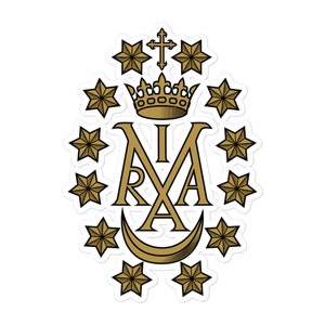 Virgin Mary Maria Insignia Miraculous Medal Catholic Sticker