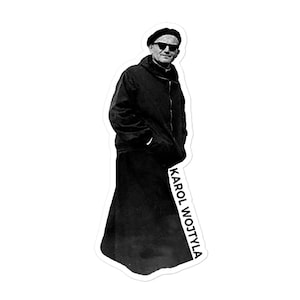 Divertente Papa Giovanni Paolo II con occhiali da sole adesivo cattolico