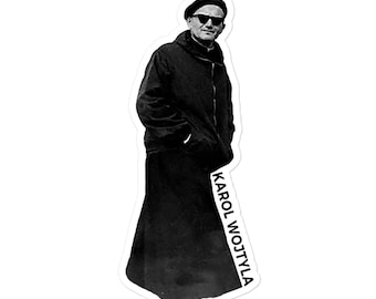 Divertido Papa Juan Pablo II con gafas de sol pegatina católica