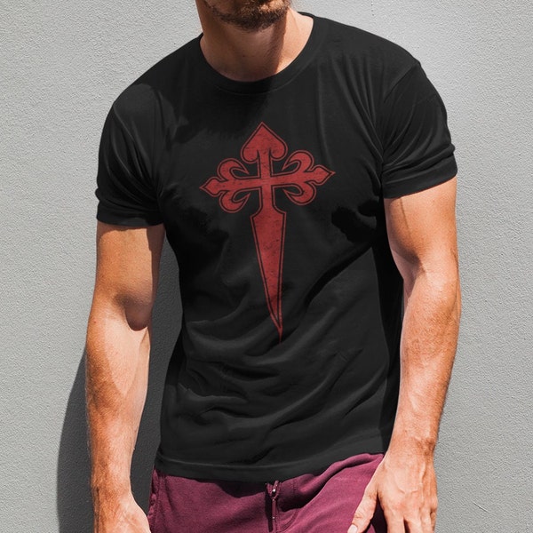 Cross of Saint James Catholic Order Distressed Short-Sleeve Unisex T-Shirt