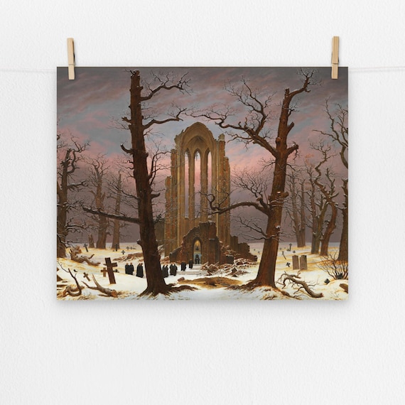 カスパー・ダーヴィト・フリードリヒ作「雪に覆われた修道院の墓地」の