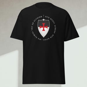 Knights Templar Crusader Motto and Cross Non nobis Domine Classic Tee