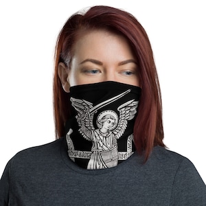 St Michael Catholic Archangel Angel Patron Saint Defend us Neck gaiter Face Mask