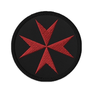 Red Maltese Cross Catholic Embroidered patches