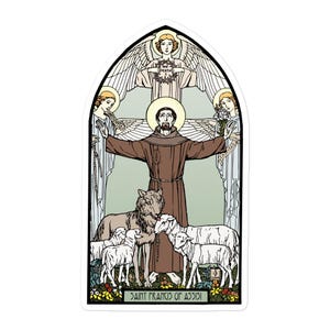 Saint Francis of Assisi | Catholic Patron Saint |  Art Nouveau Style Bubble-free Stickers