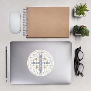 Médaille Saint-Benoît | Sticker saint catholique sans bulles
