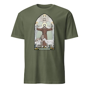 Saint Francis of Assisi | Catholic Patron Saint |  Art Nouveau Style Short-Sleeve Unisex T-Shirt