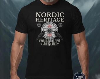Nordic Heritage T-Shirt, Ravens Feast, Norse Mythology Gift