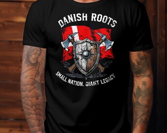 Danish Roots T-Shirt: Viking Shield & Axes Design