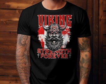Viking Strength T-Shirt: Nordic Warrior Helmet, Norse Mythology