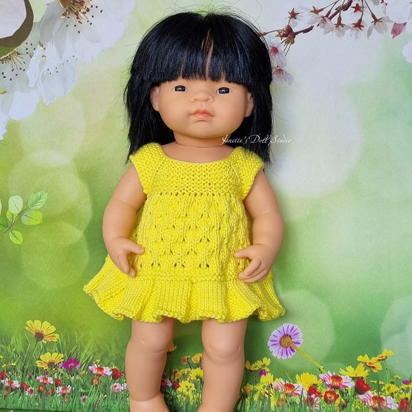 Vestido hecho a mano para Paola Reina Gordi de 13 pulgadas (34 cm) y ropa de muñeca Miniland de 15 pulgadas (38 cm) para Miniland, vestidos de muñeca Minikane