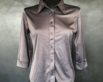 grey satin blouse