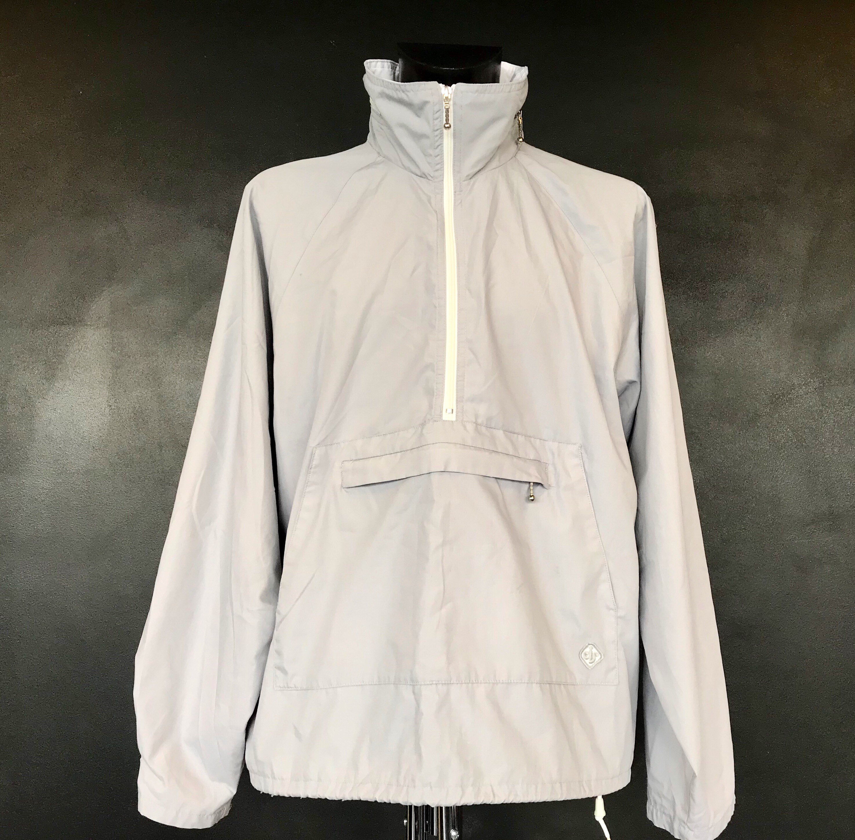 Grey Half Zip Windbreaker Jacket With Zip-away Hood. Size - Etsy