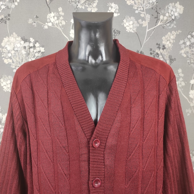Roger Kent vintage knitted lined jacket wine red Size L-XL