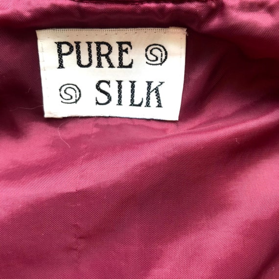Vintage 90's pure silk bomber jacket wine red. Si… - image 7