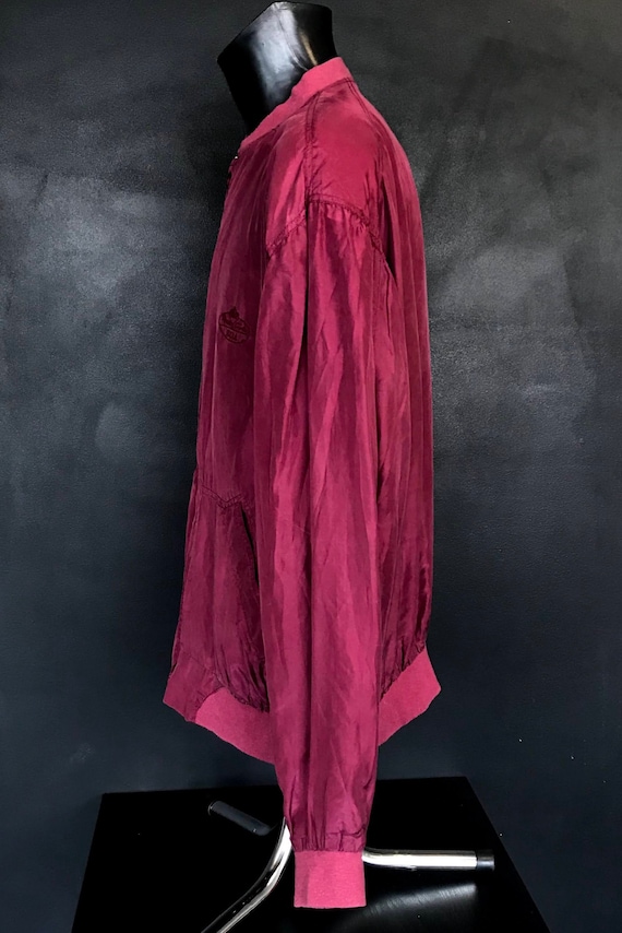 Vintage 90's pure silk bomber jacket wine red. Si… - image 5
