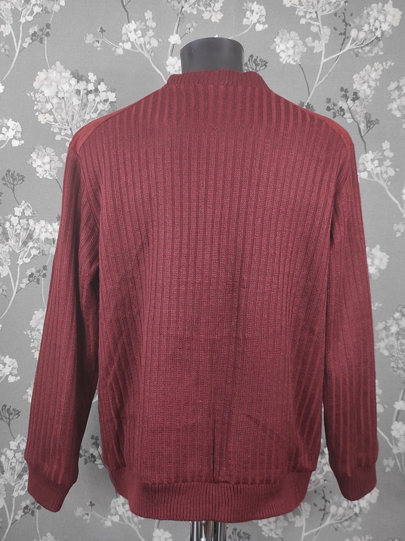 Roger Kent vintage knitted lined jacket wine red Size L-XL