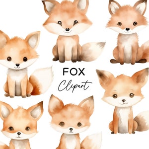 Fuchs Clipart Bundle, PNG Grafik Digital Download Aquarell Wald Füchse Kinderzimmer Wand Kunst Geburtstag Einladungen Niedlich Kommerzielle Nutzung