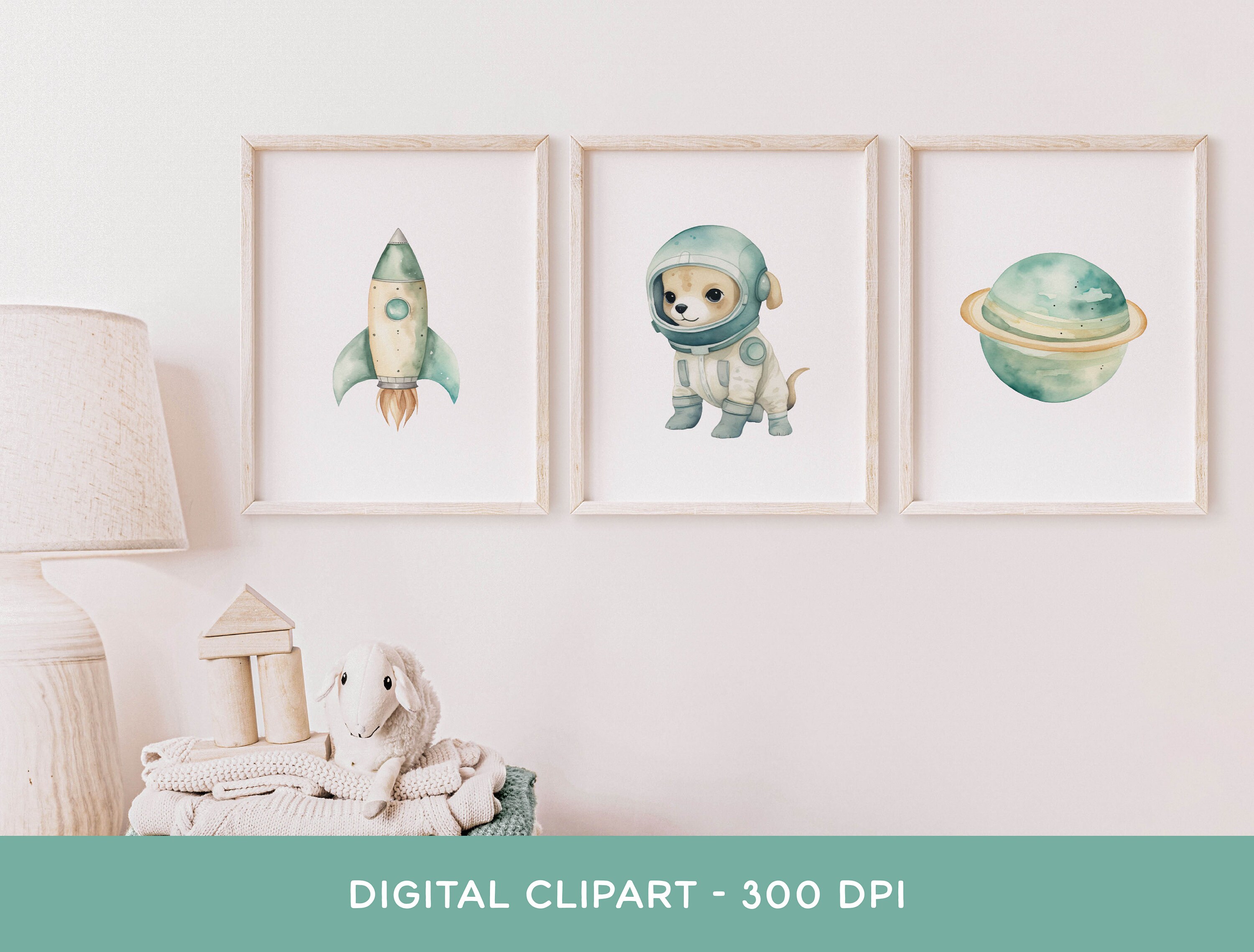 Astronaut Puppy Clipart - Watercolor Space Dog Galaxy Rocket Ship ...