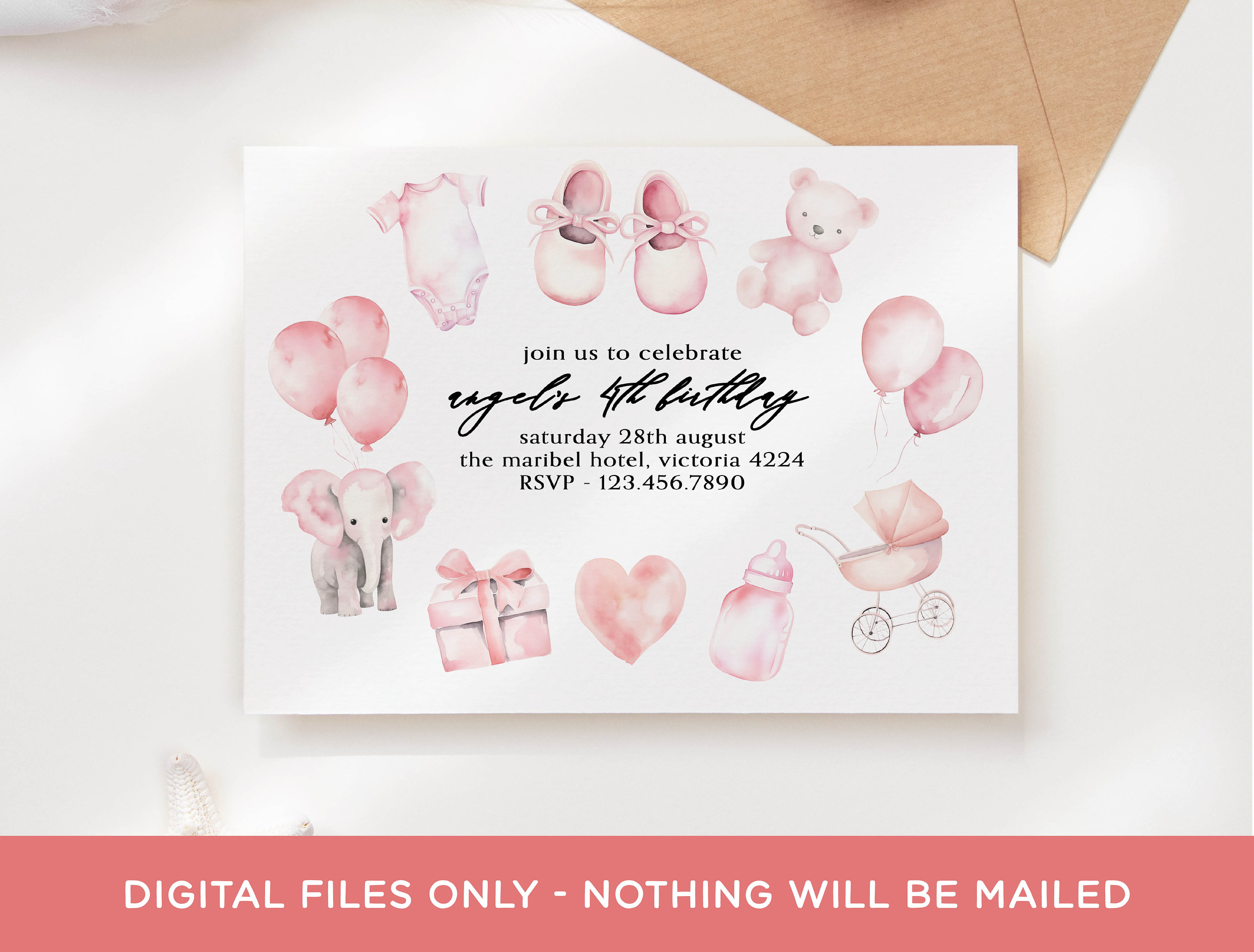 Pink Baby Shower Clipart Bundle - Watercolor Nursery Girl Newborn Clip ...