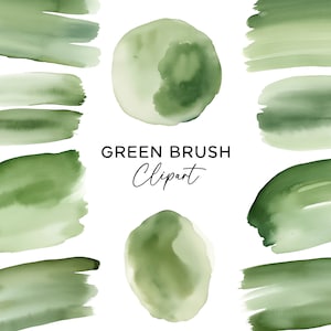 Penseelstreek clipart bundel, salie groene aquarel Smudge Splodge vlek Art Paint Brush PNG graphics voor uitnodigingen stickers scrapbooking