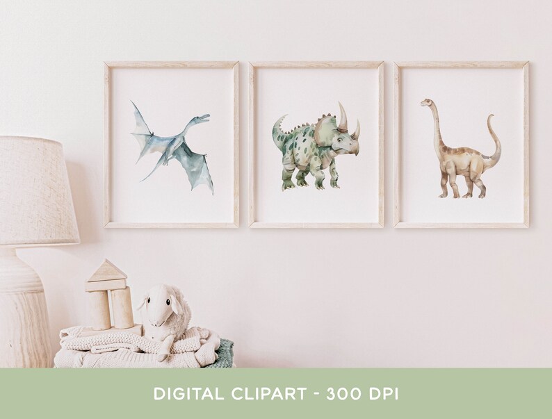 Dinosaur Clipart Bundle - Watercolor Jurassic Prehistoric Dino PNG ...