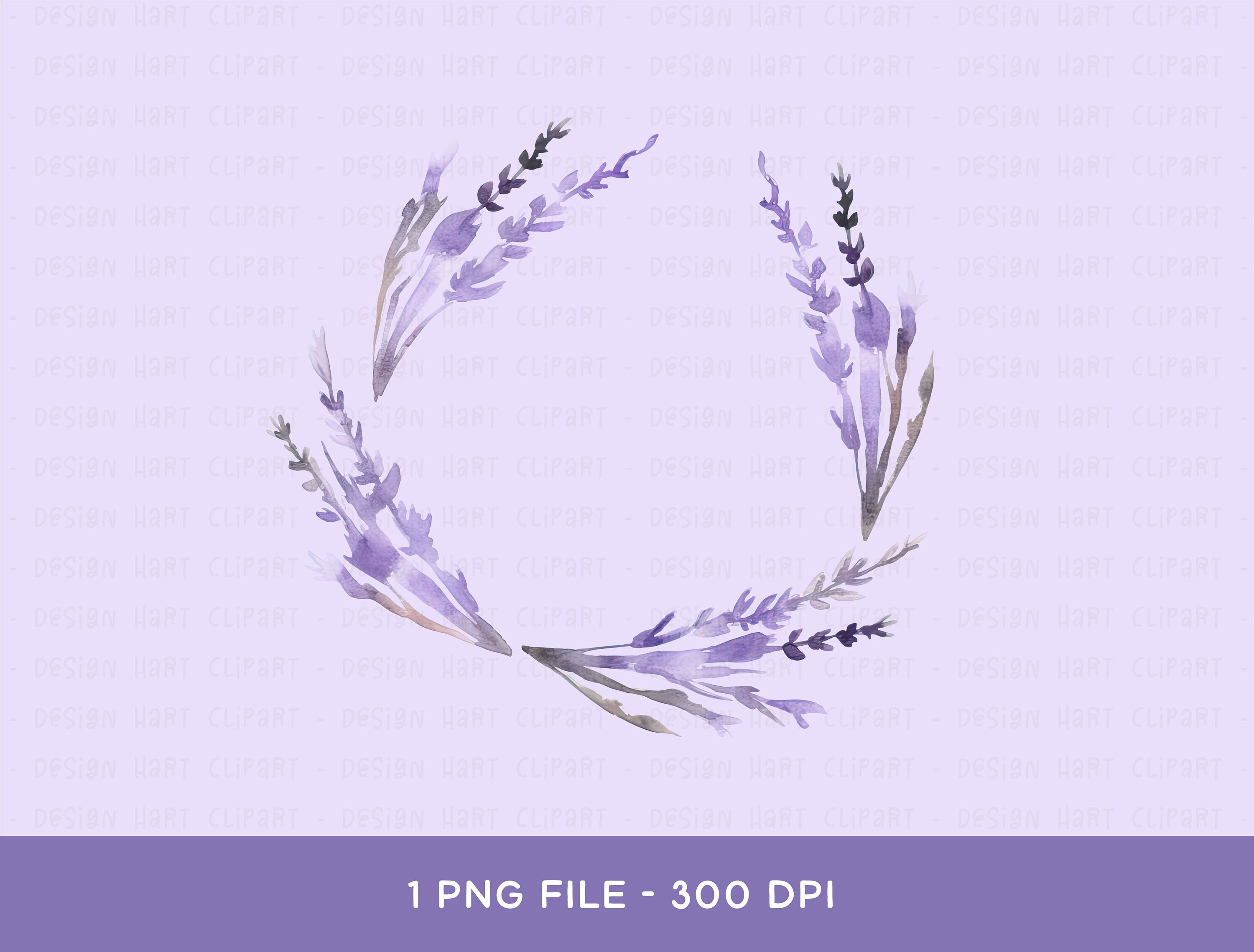 Lavender Wreath Clipart - Watercolor Purple Floral Sprigs PNG Wedding ...
