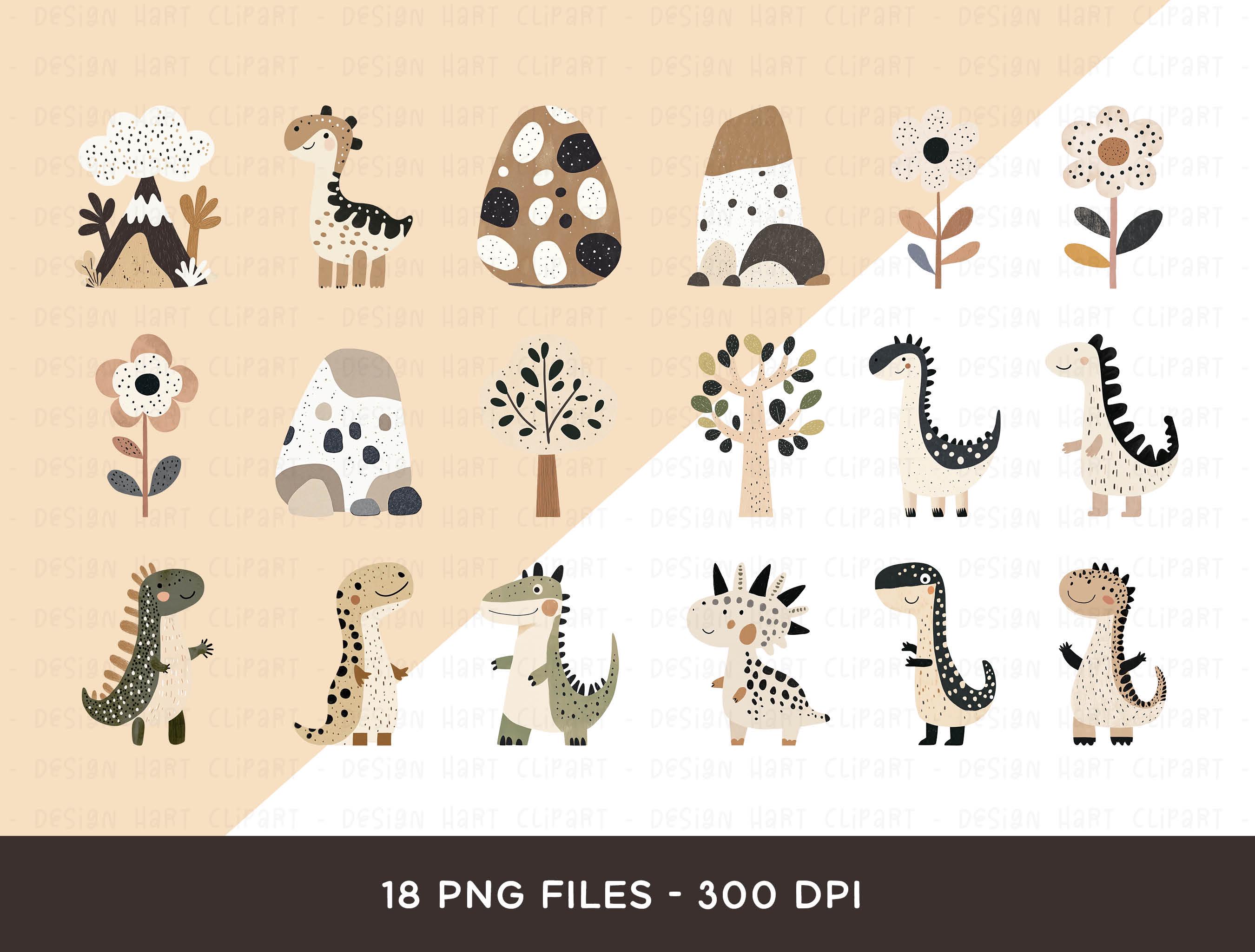 Dinosaur Clipart Bundle - Watercolor Jurassic Prehistoric Dino PNG ...