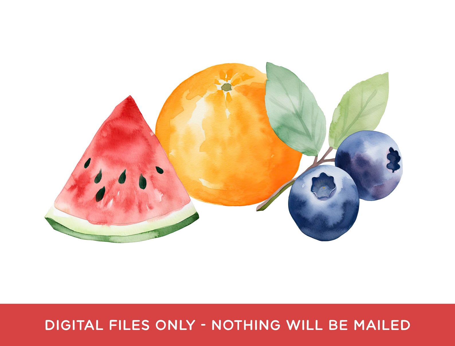 Fruit Clipart Bundle: Watercolor Watermelon Apple Banana Strawberry ...