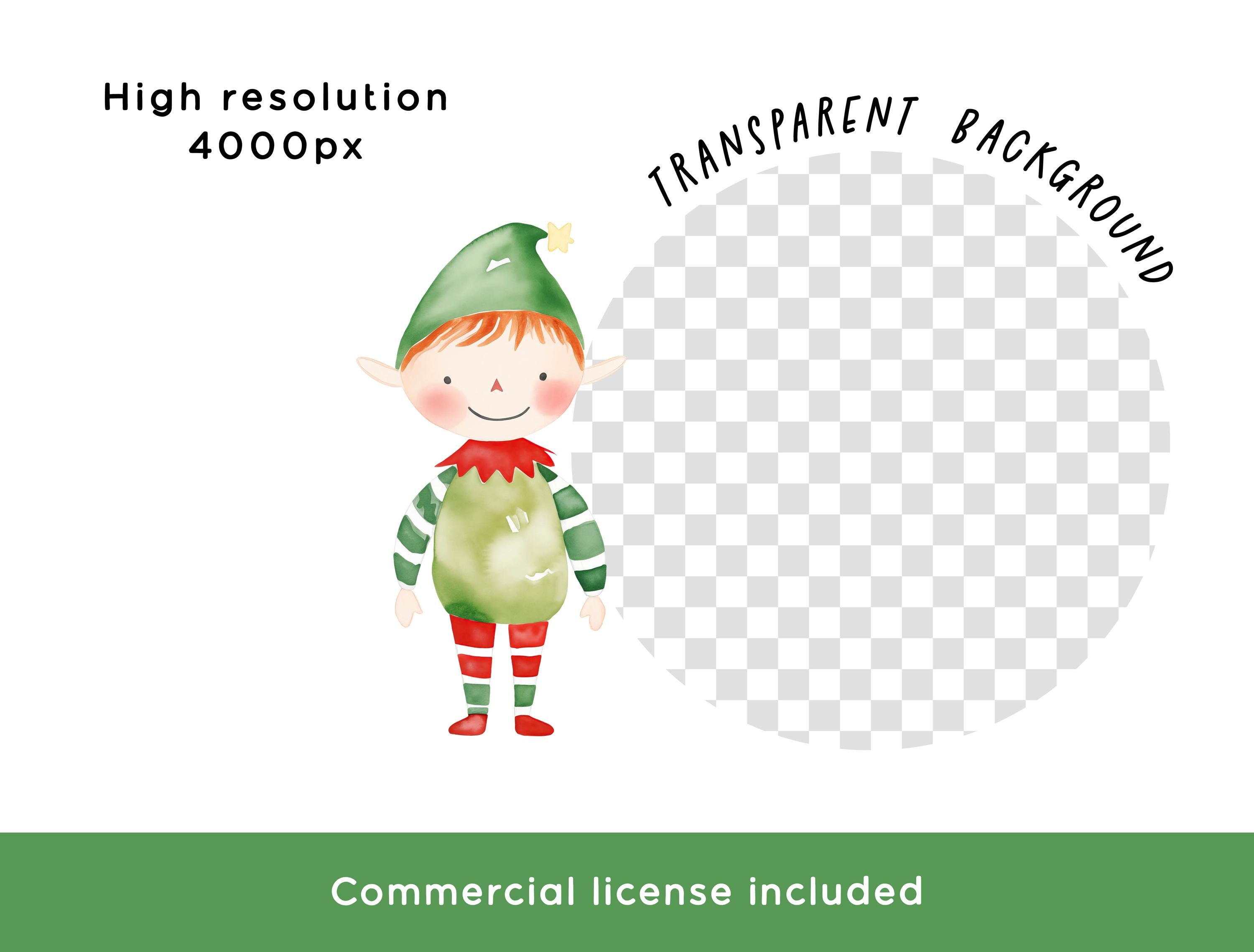 Christmas Elf Clipart Bundle, PNG Graphics Digital Download Watercolor ...
