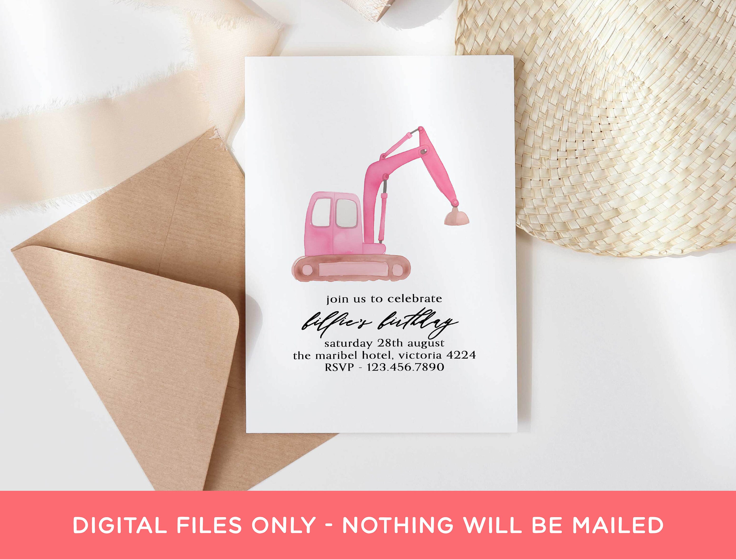 Pink Diggers Vector Construction Vehicle Clipart Bundle, Pink PNG Digital Download Builder ...